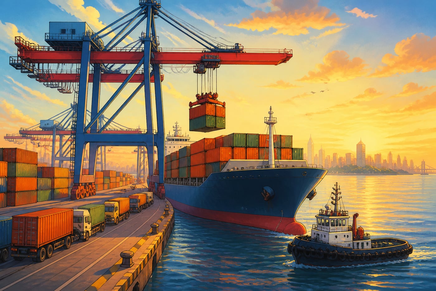 Container ship loading at Nhava Sheva port
