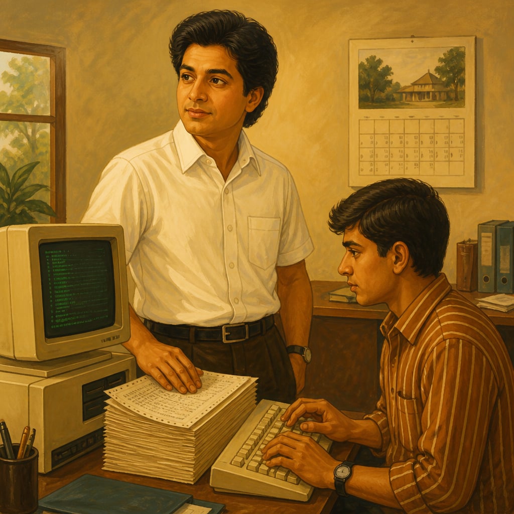 Azim Premji at the early Wipro office in Bangalore