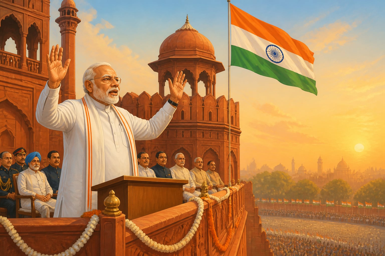 Modi launching Jan Dhan from the Red Fort ramparts