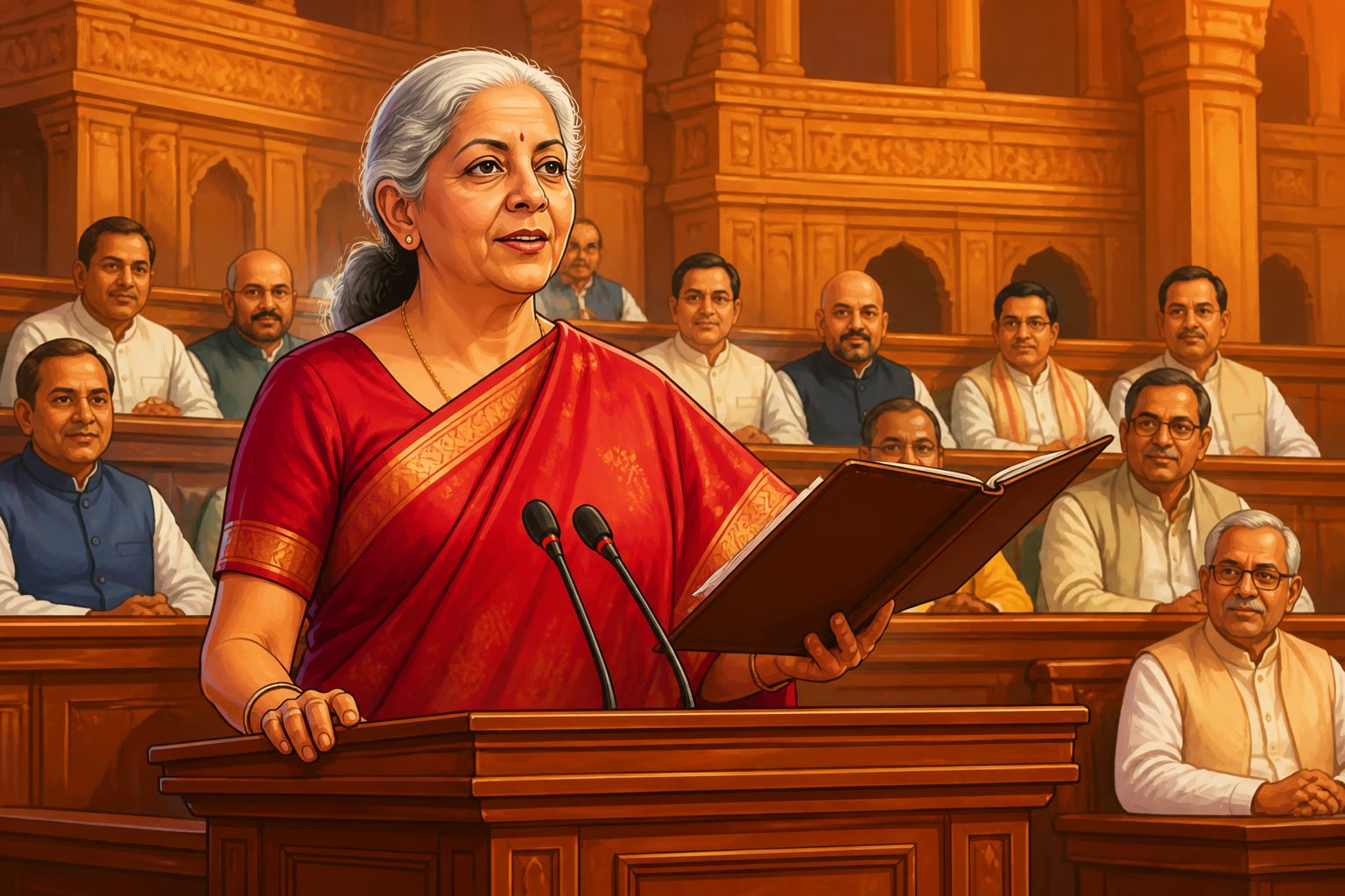 Nirmala Sitharaman delivering the 2024 Union Budget