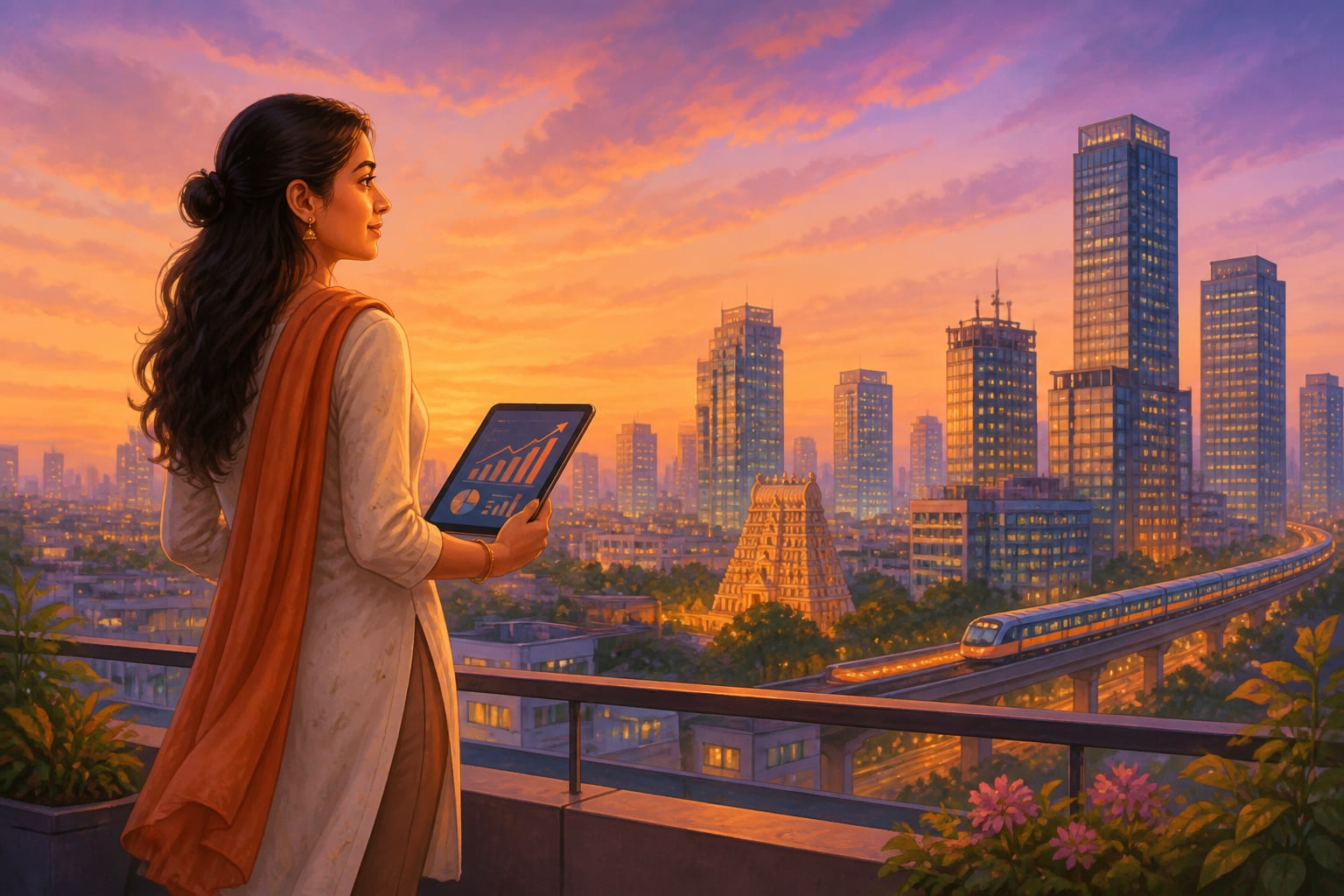 Bengaluru rooftop view of India's modern skyline