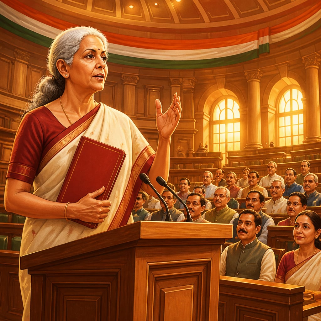Finance Minister Nirmala Sitharaman delivering the Union Budget in Parliament