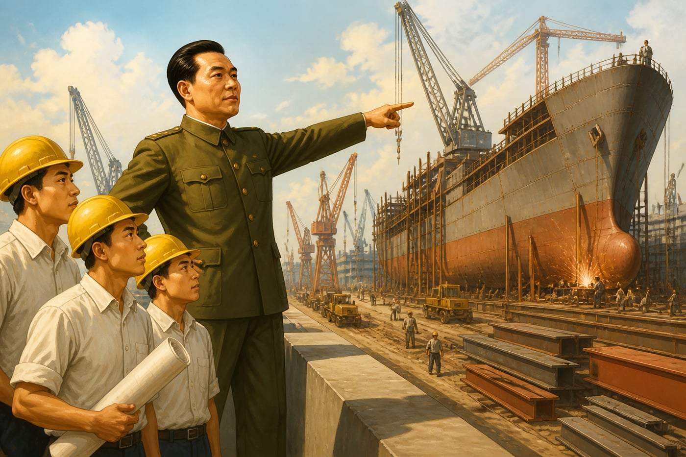 Park Chung-hee directing the Pohang shipyard during Korea's industrial takeoff