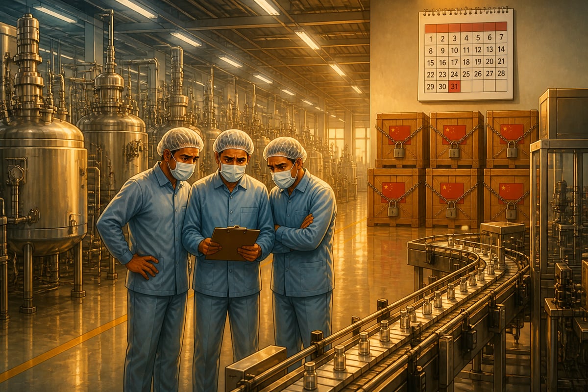 An idle Indian pharma factory floor during the March 2020 API crisis