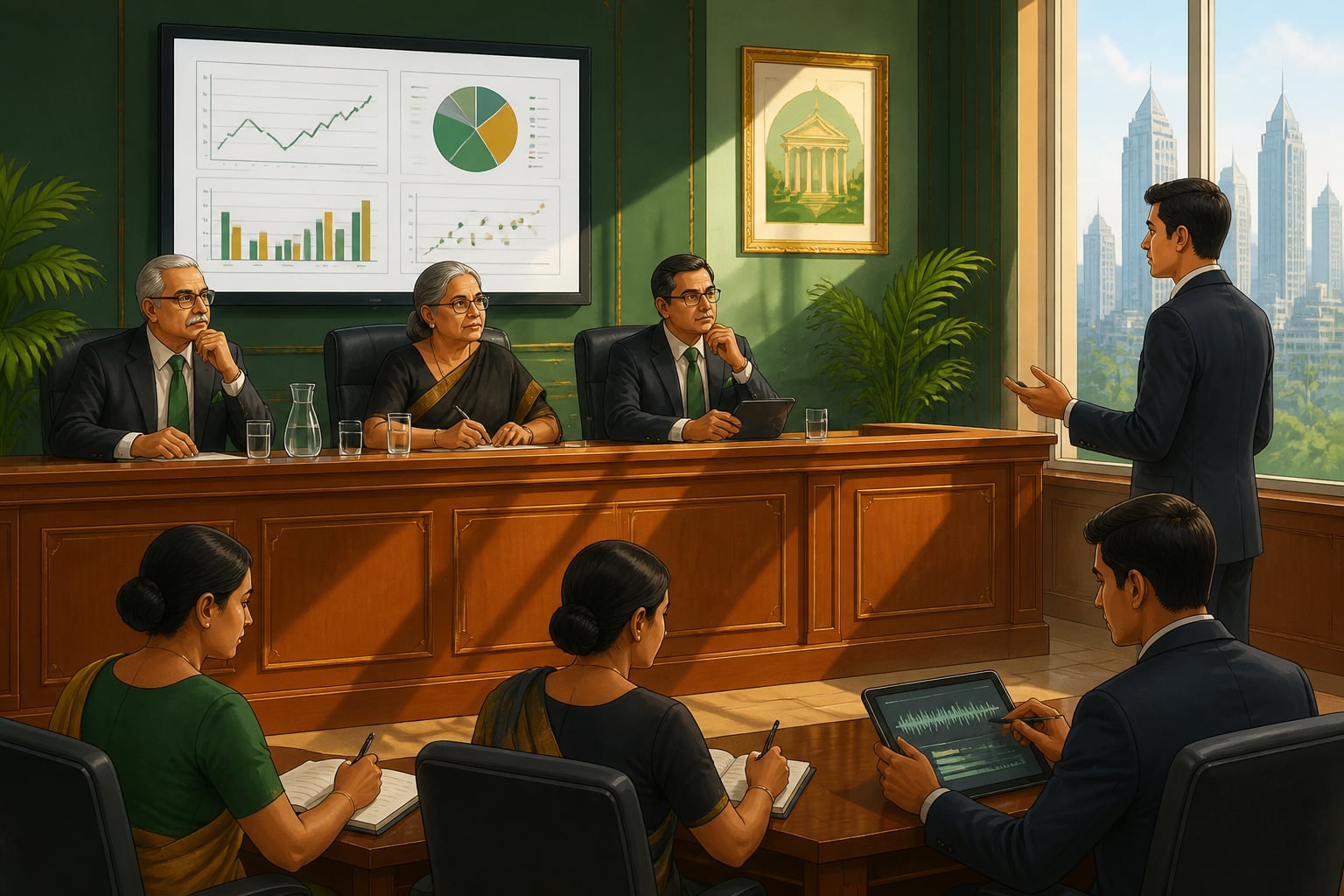 A SEBI industry-body arbitration panel hearing a market misconduct case in 2024