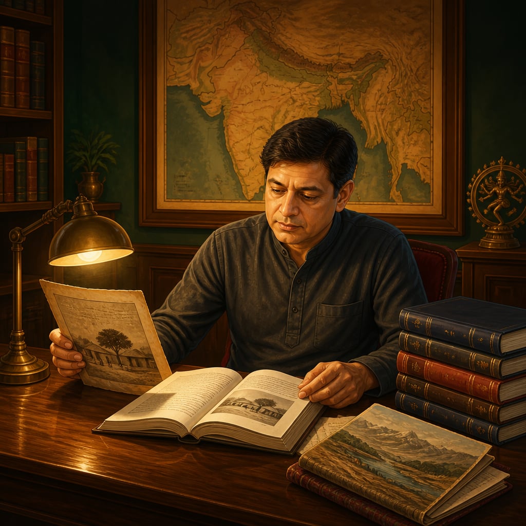 Sanjeev Sanyal researching India's economic history in his 2012 study