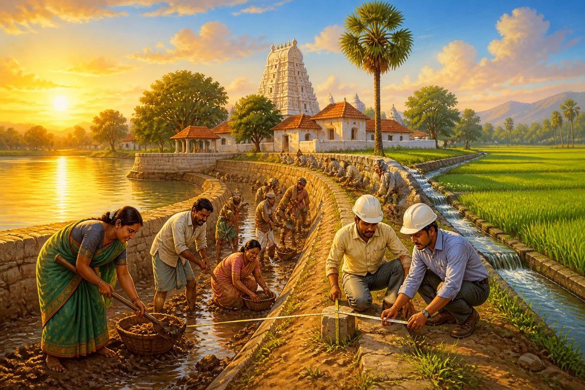 Villagers and engineers restoring a centuries-old eri-tank irrigation channel