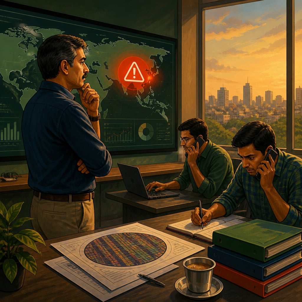 A Bangalore operations centre reacting to a TSMC Taiwan supply-chain alert in 2024