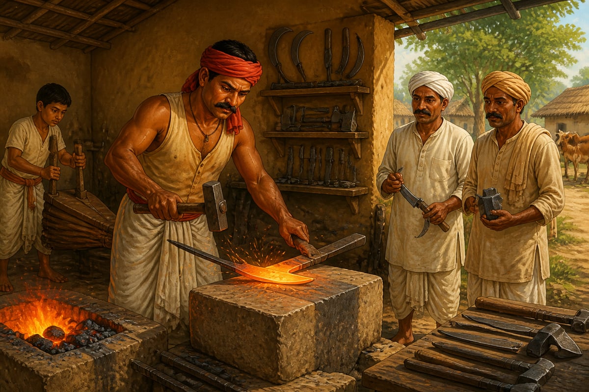 Ramdin the village blacksmith at his Sultanpur forge
