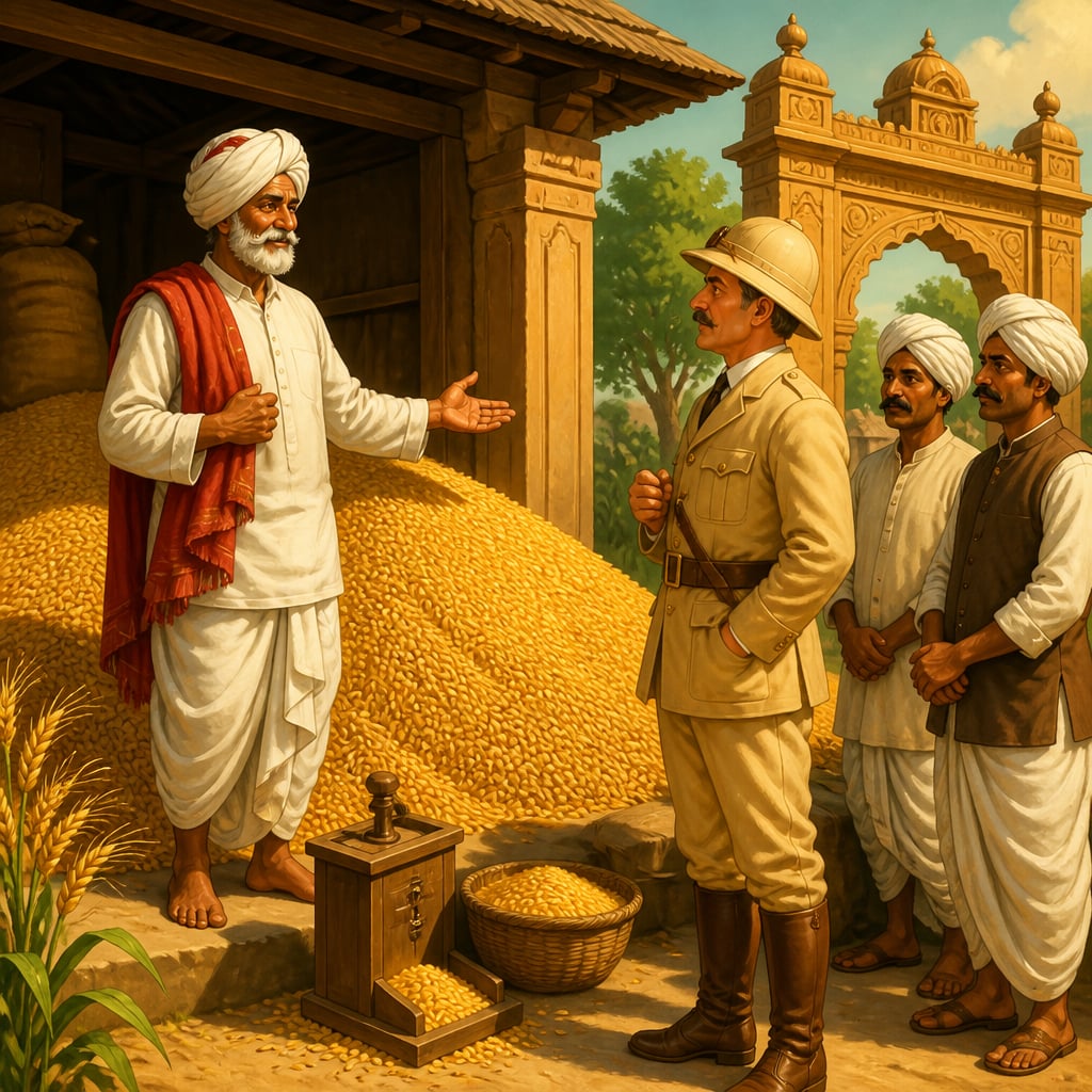 Punjab village headman explaining grain economy to Baden-Powell