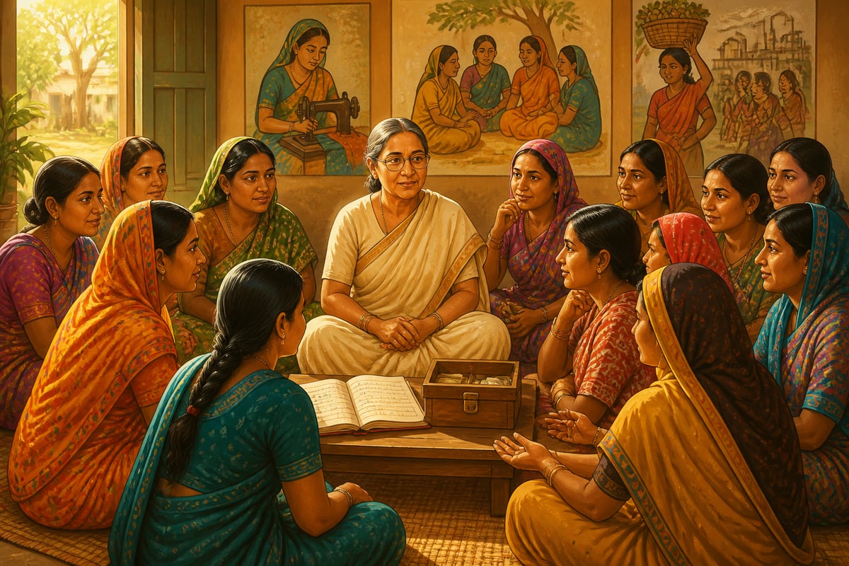 Ela Bhatt with SEWA self-employed women in 1970s Ahmedabad