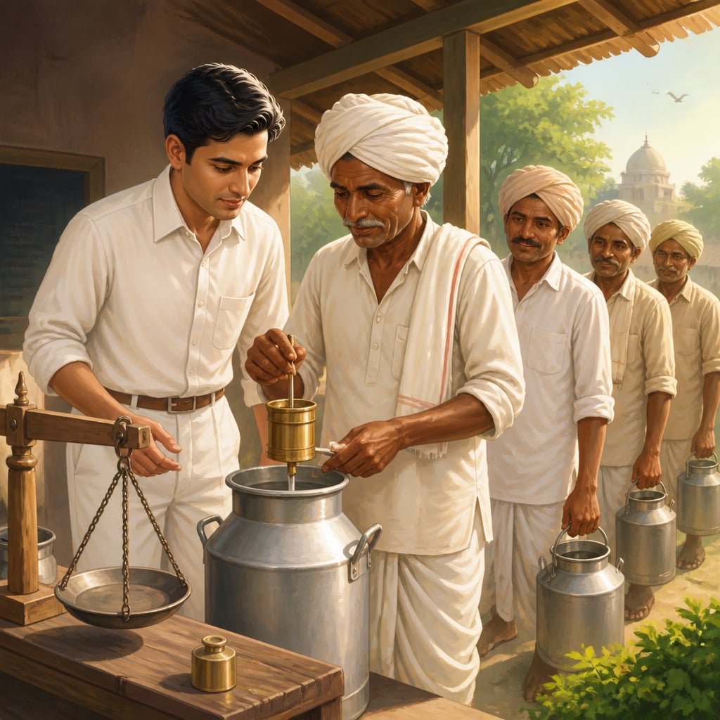 Verghese Kurien at the 1946 Kaira dairy collection point