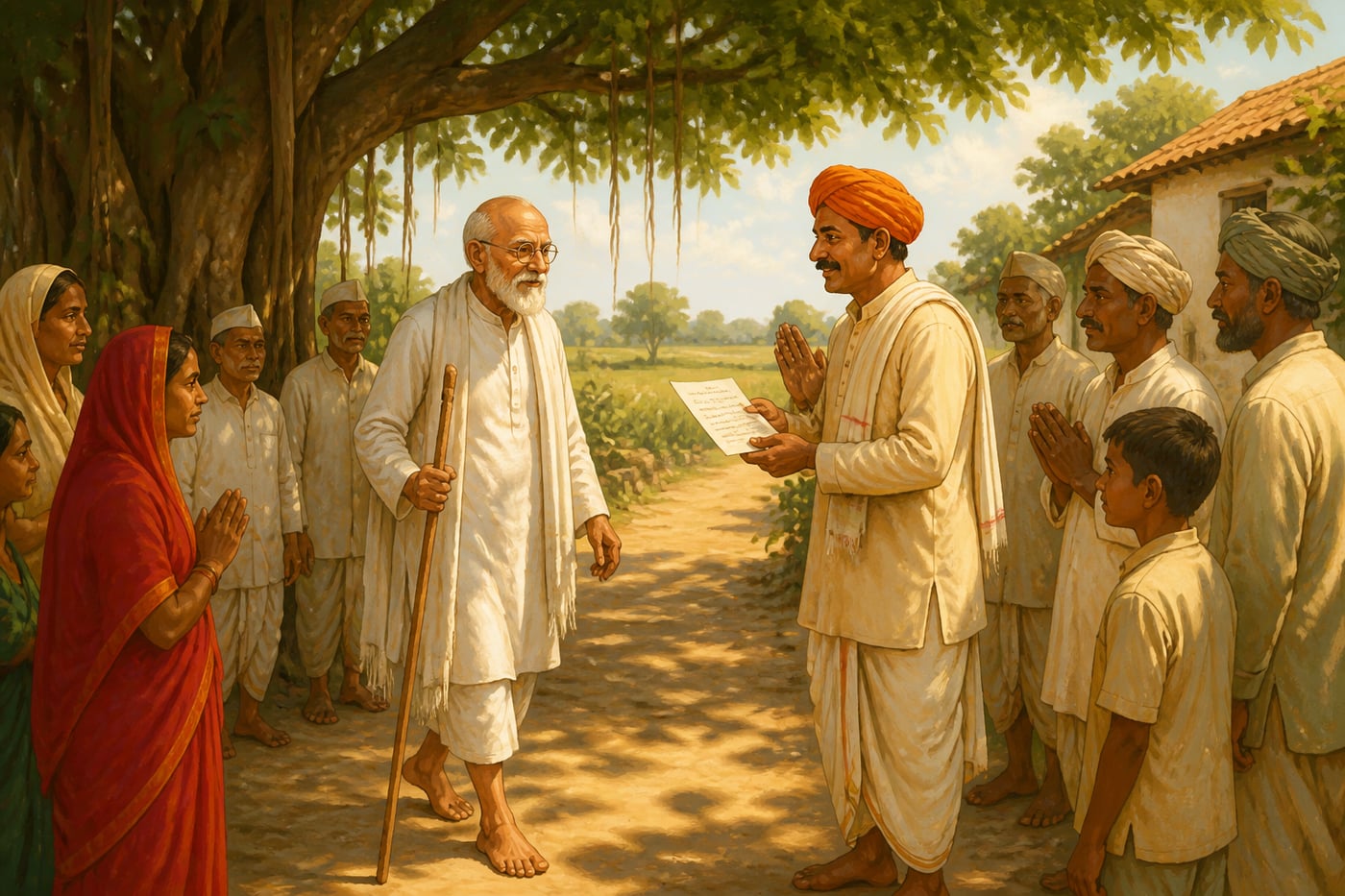 Vinoba Bhave walking the Bhoodan padayatra
