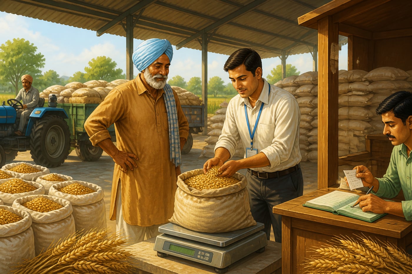 A modern Indian mandi during wheat MSP procurement
