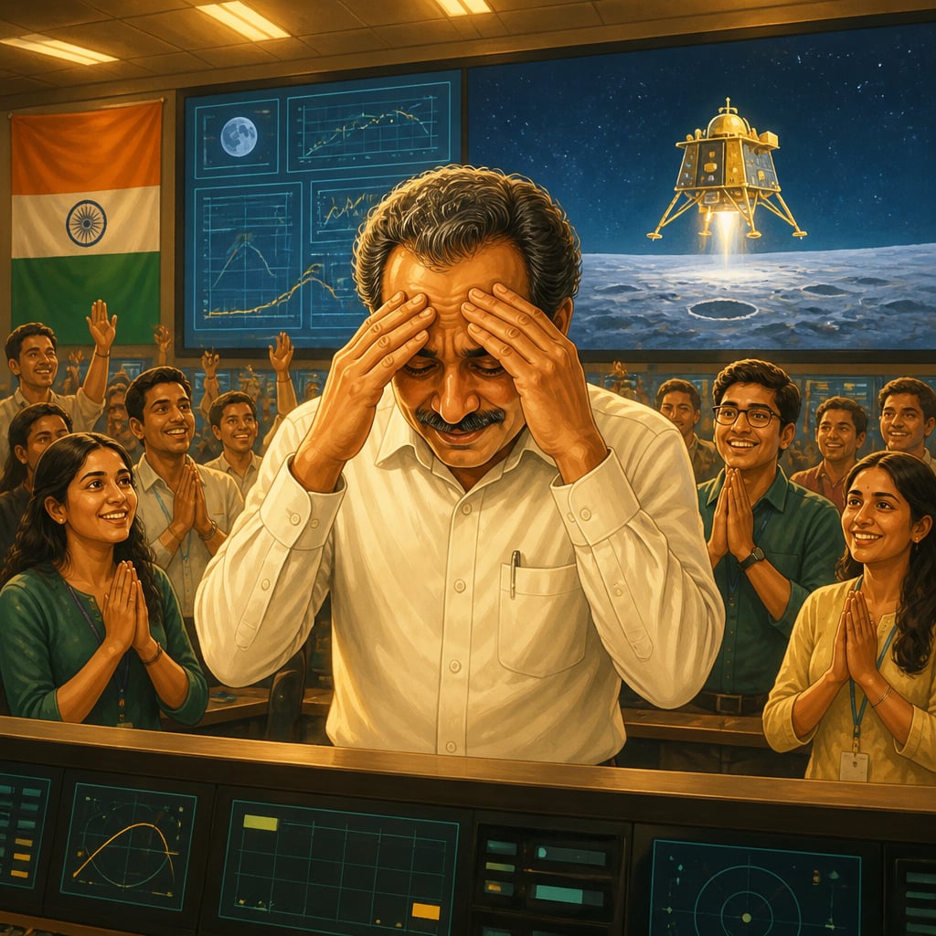 S Somanath at ISRO mission control during the Chandrayaan-3 landing