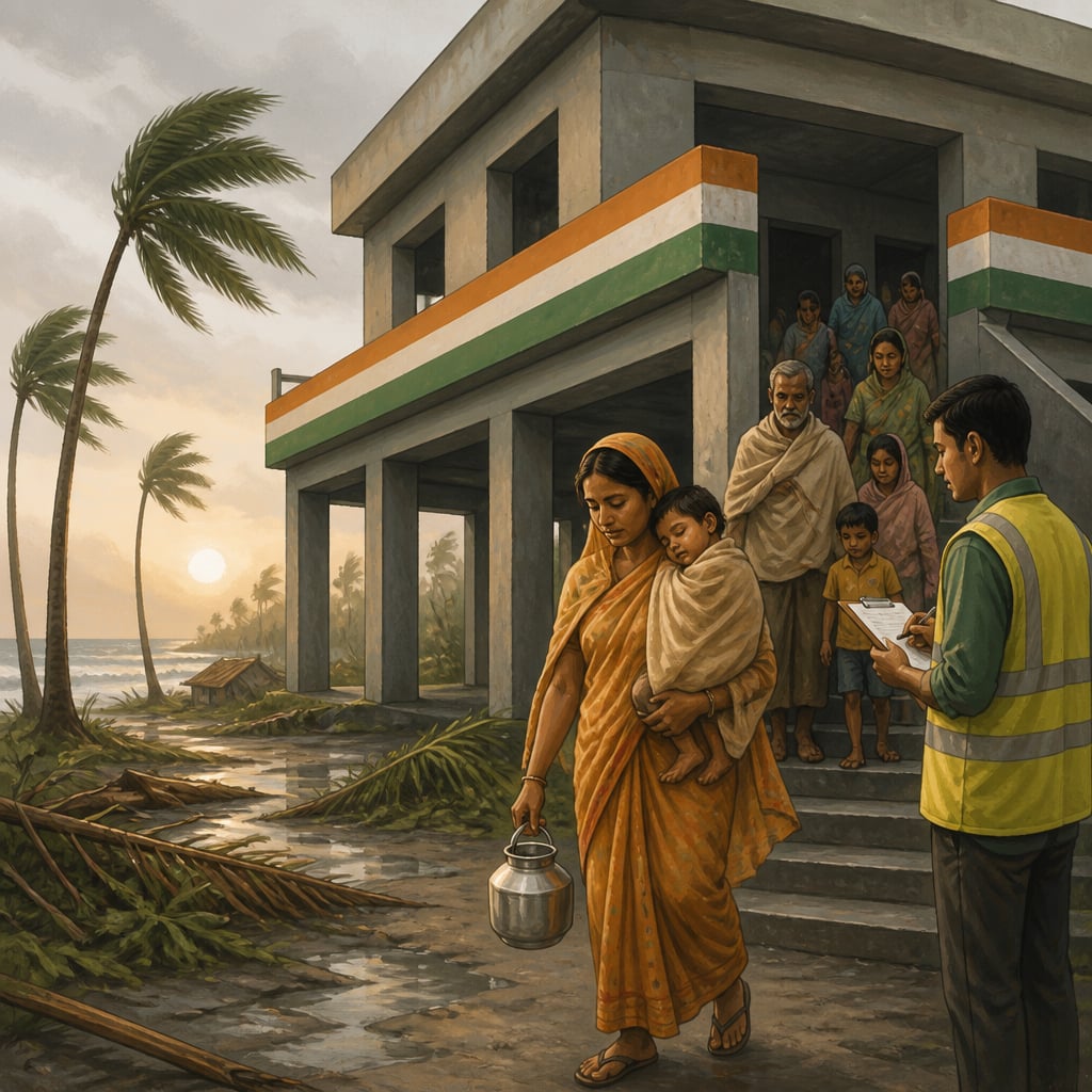 An Odisha cyclone shelter the morning after Cyclone Fani