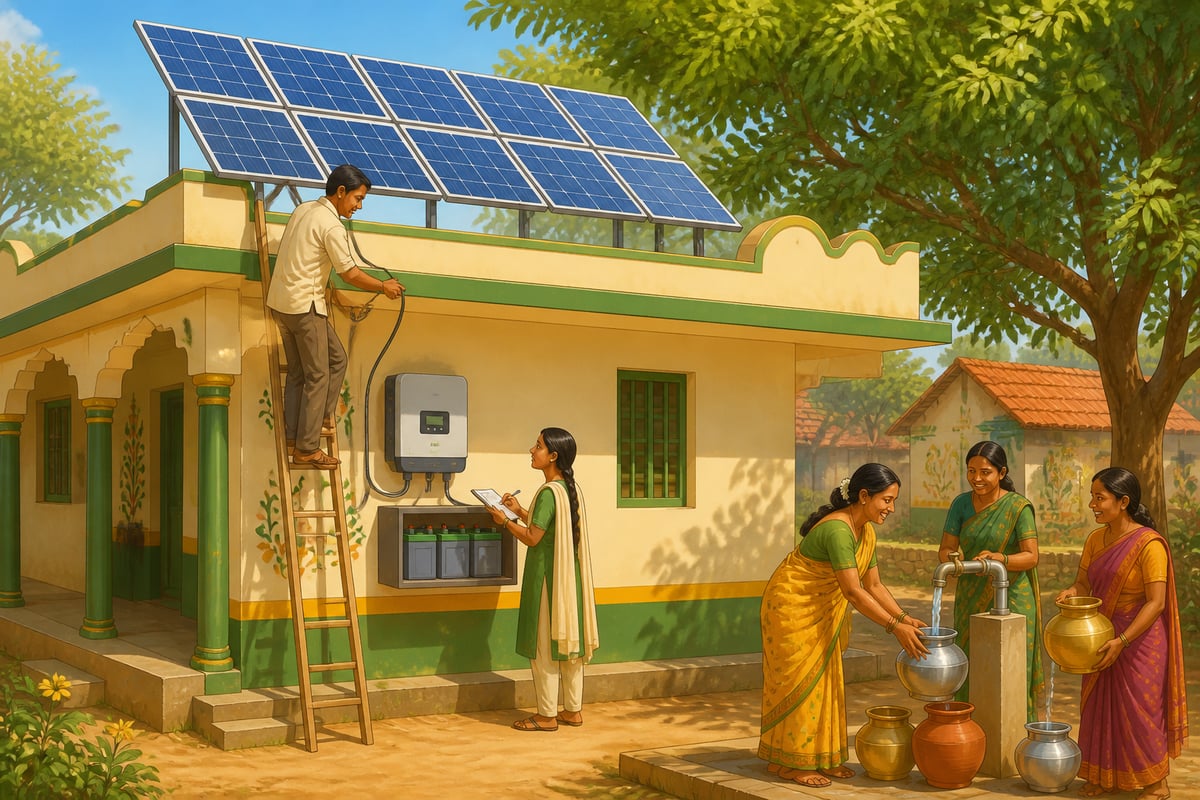 A village solar microgrid on a community hall roof