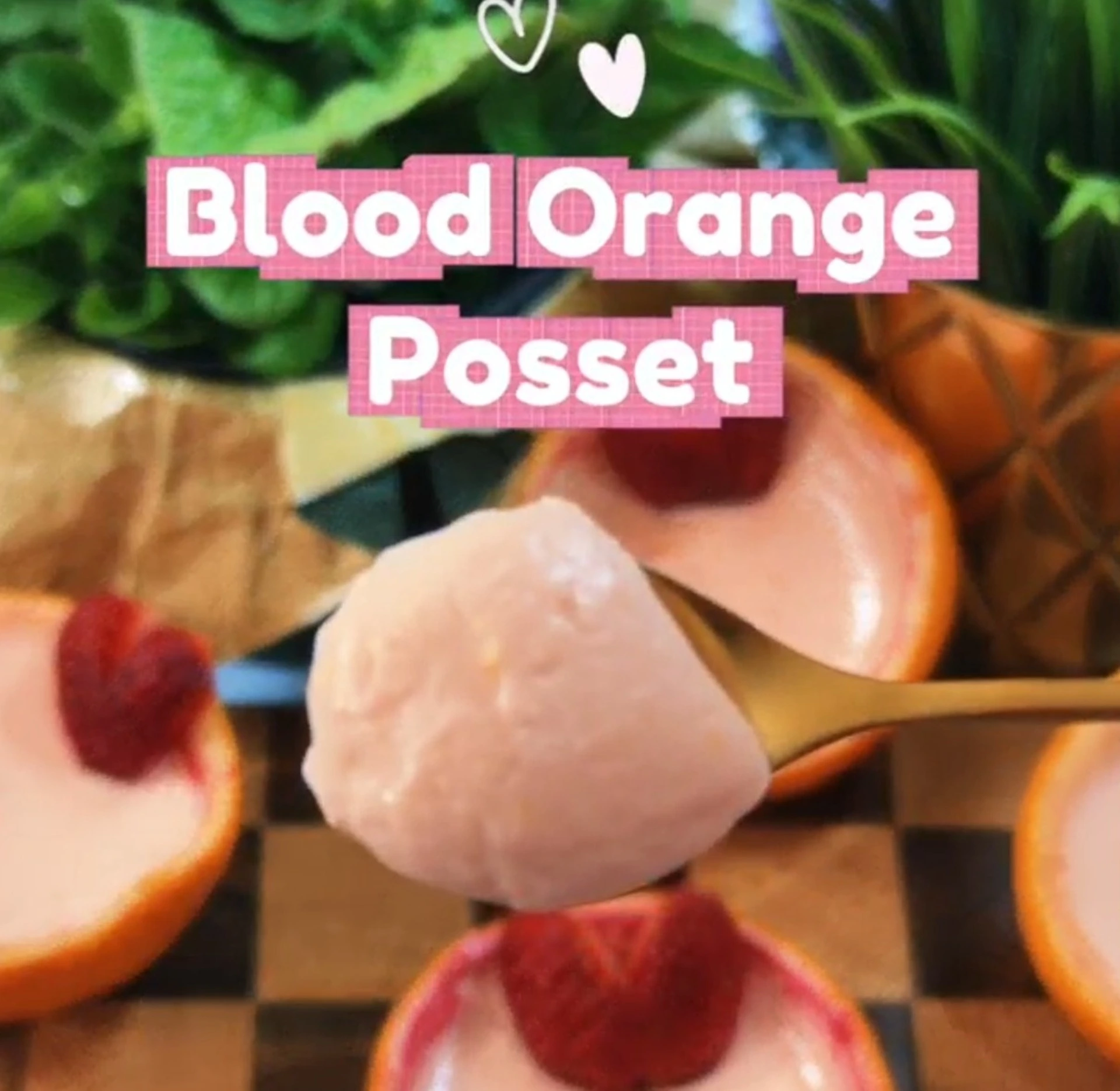 Creamy blood red orange posset in glass cups