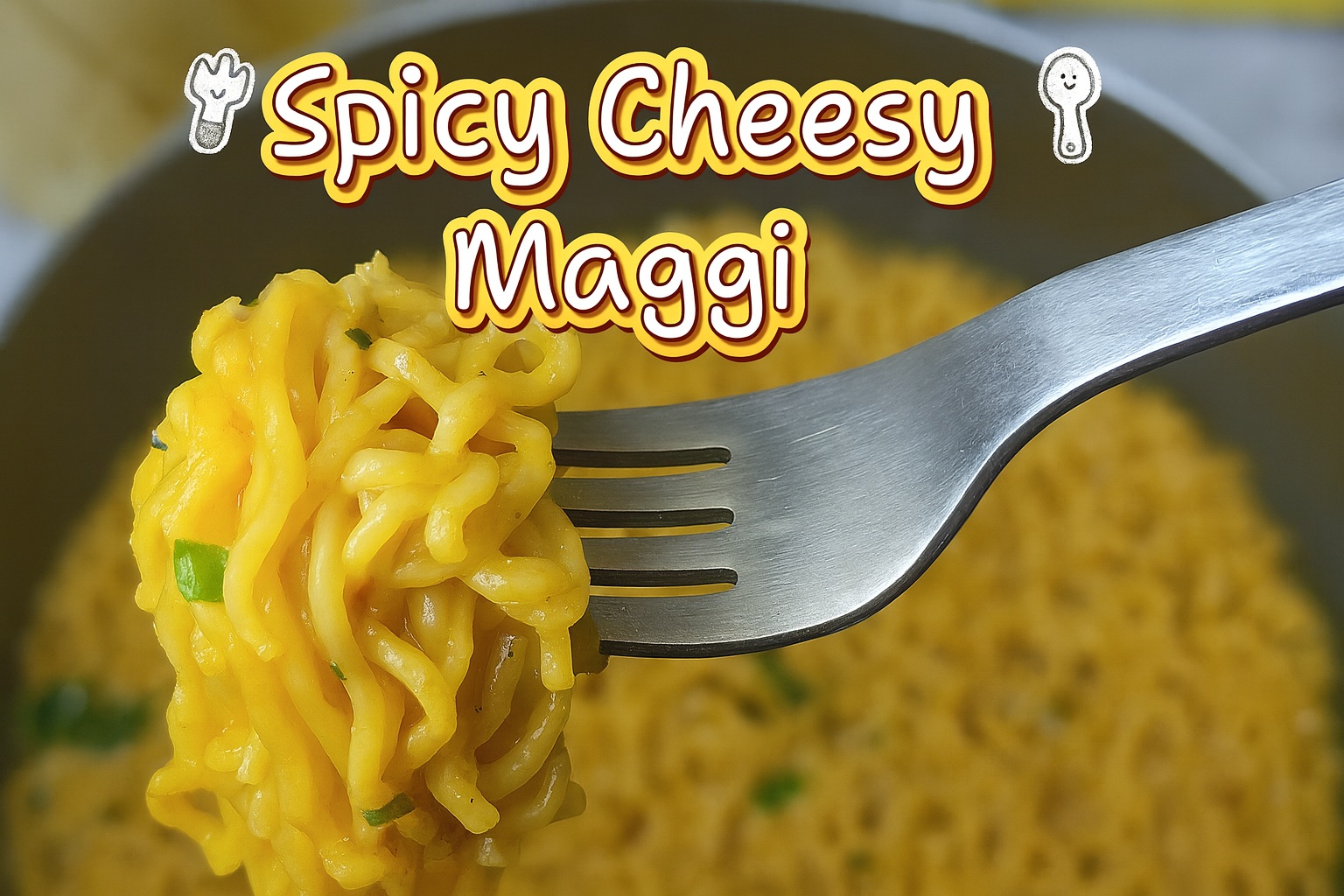 Spicy street-style Schezwan Maggi with ghost peppers and coriander garnish