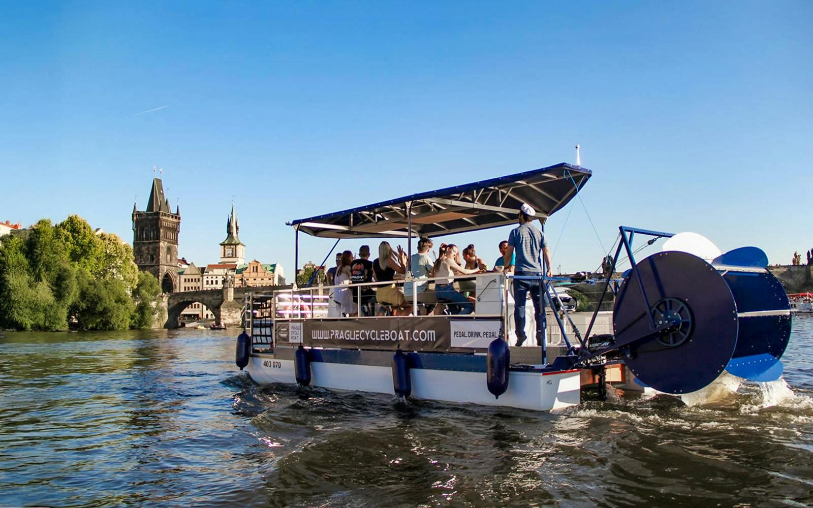 Prague Cycle Boat Tour with Unlimited Beer Image 1