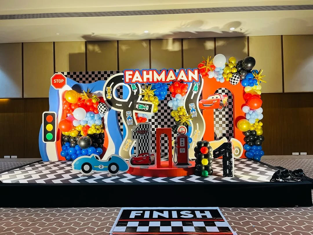 Cars Racing Track Birthday Party Balloon Decor
