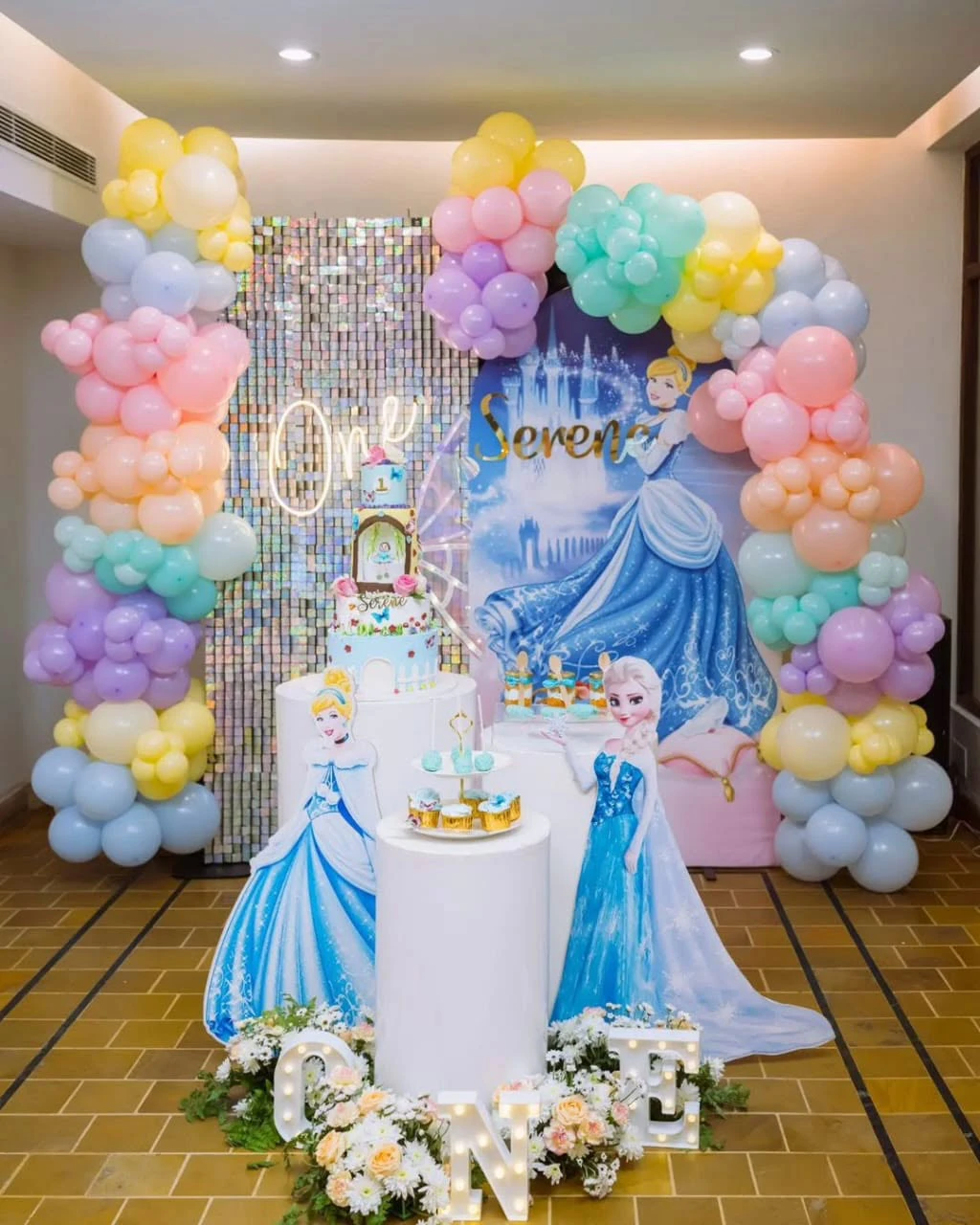 Princess Themed Elegant Birthday Balloon Setup