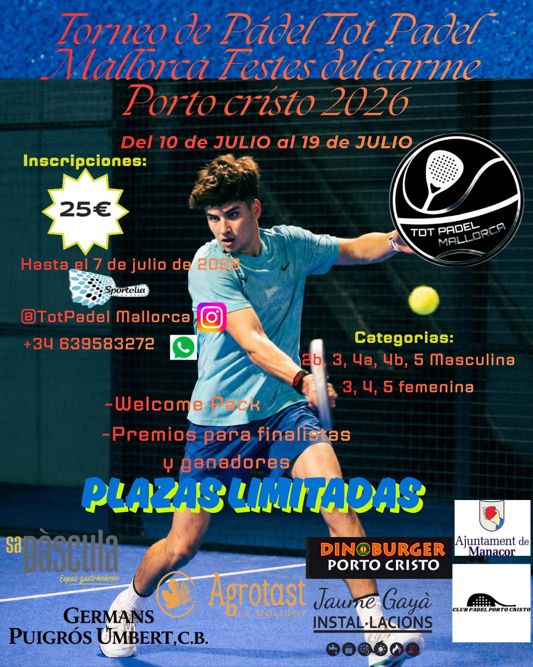 Cartel de Tot Padel Mallorca Festes del Carme Porto Cristo 2026