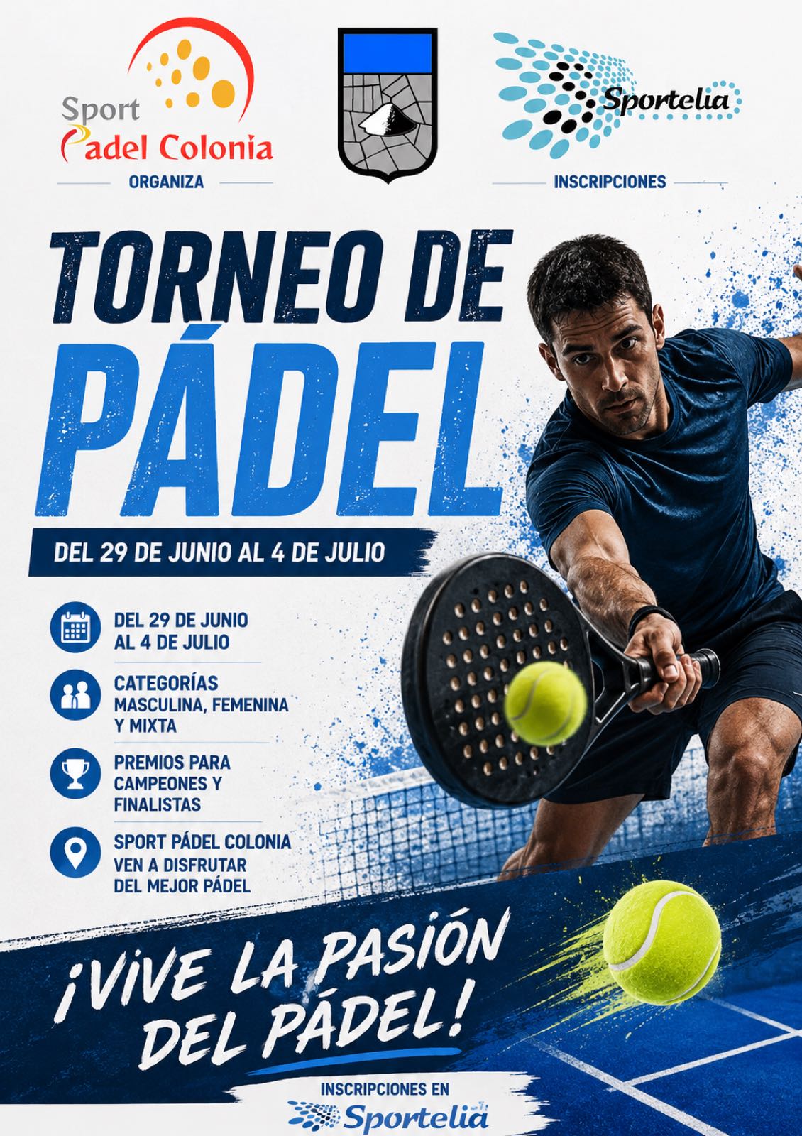 Cartel de Torneo julio sport padel colonia