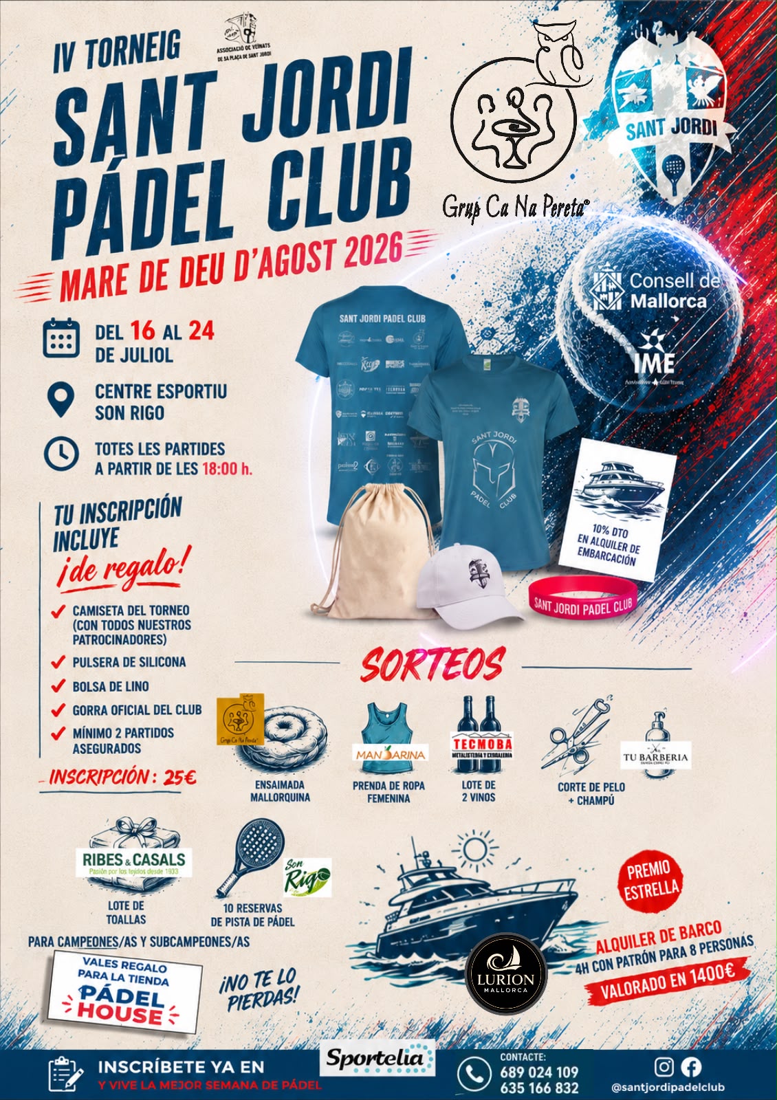 Cartel de IV TORNEIG SANT JORDI PADEL CLUB MARE DEU D`AGOST 2026