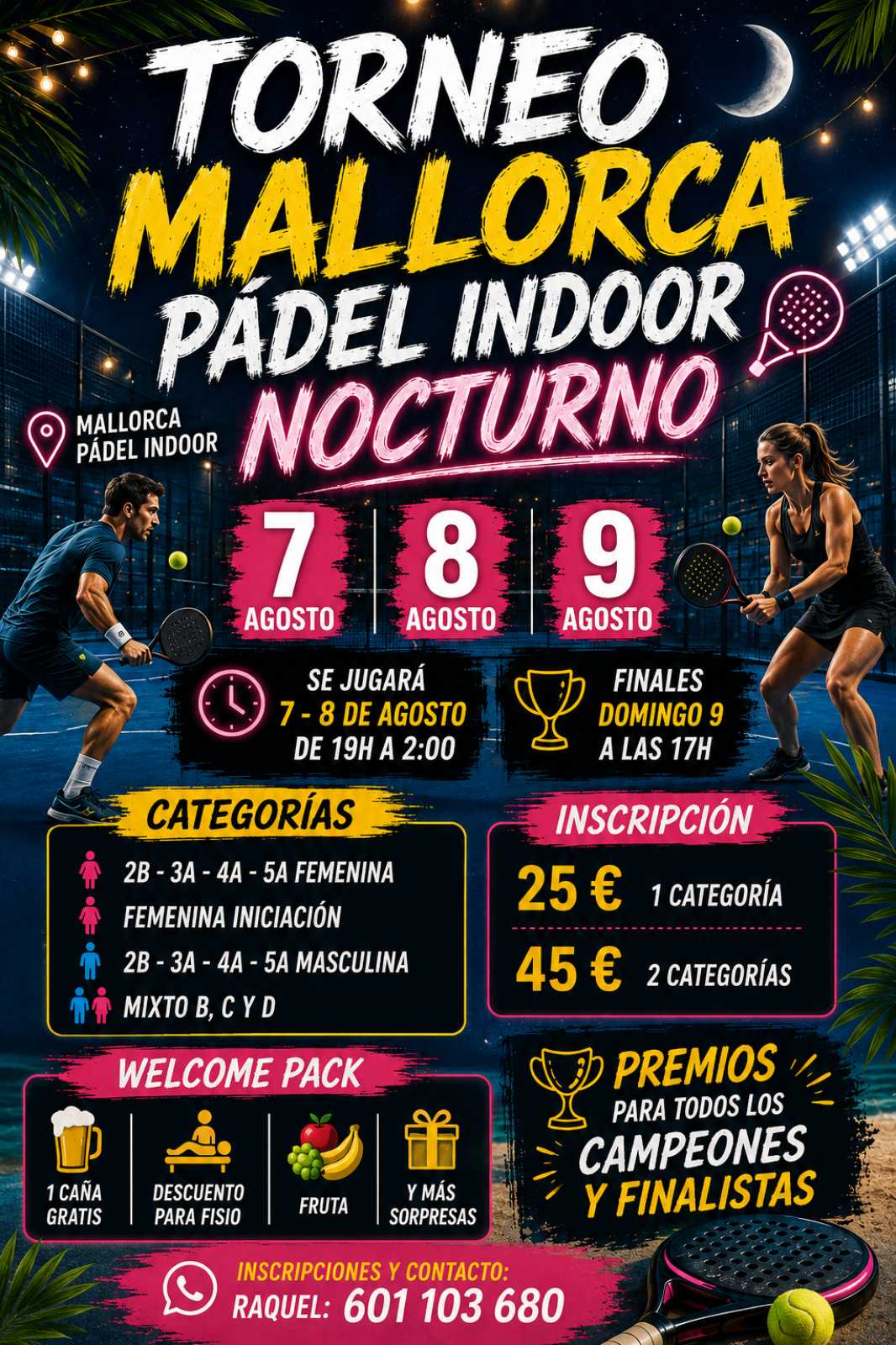 Cartel de Torneo Nocturno Mallorca Padel Indoor