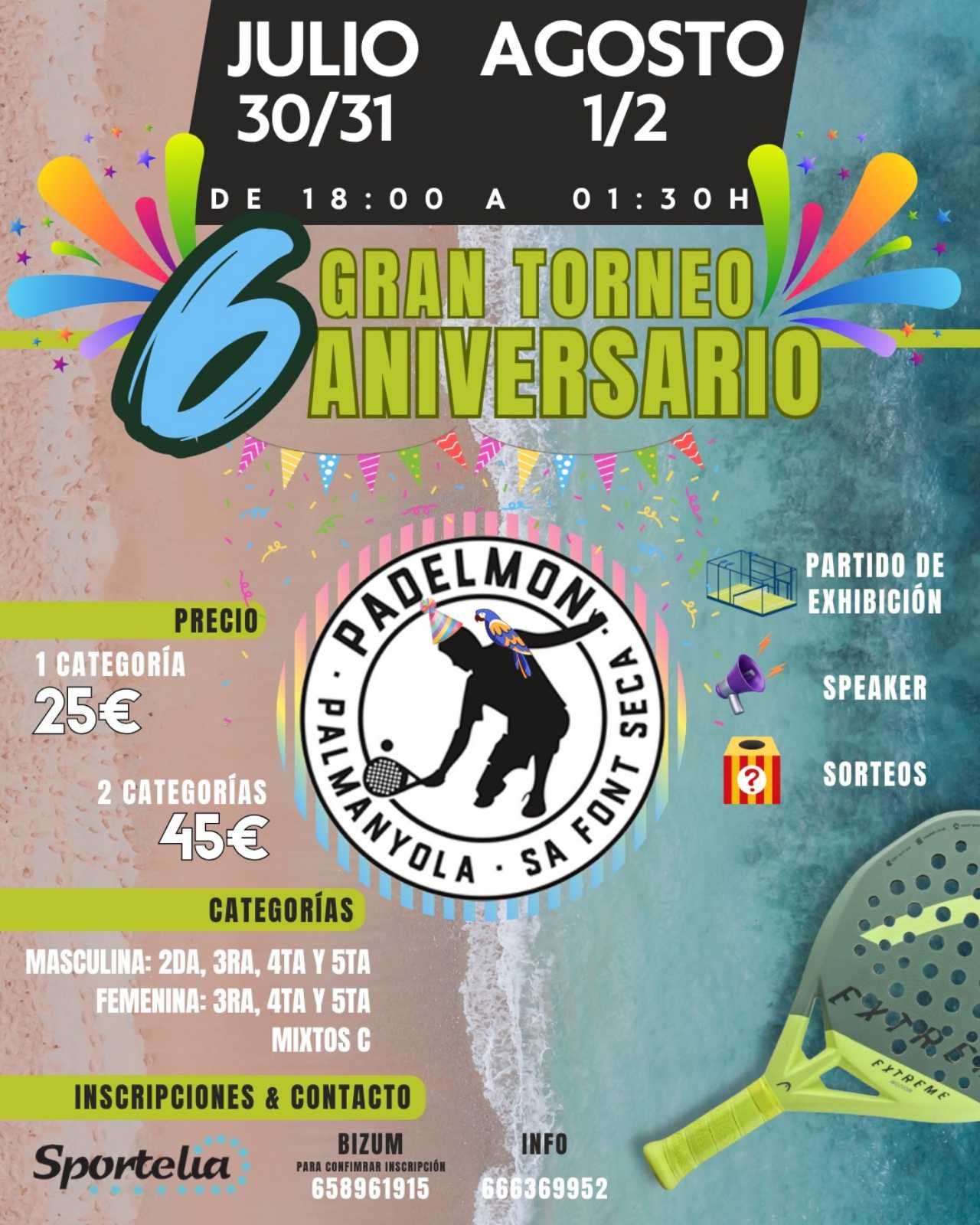 Cartel de TORNEO 6⁰ ANIVERSARIO PADELMÓN