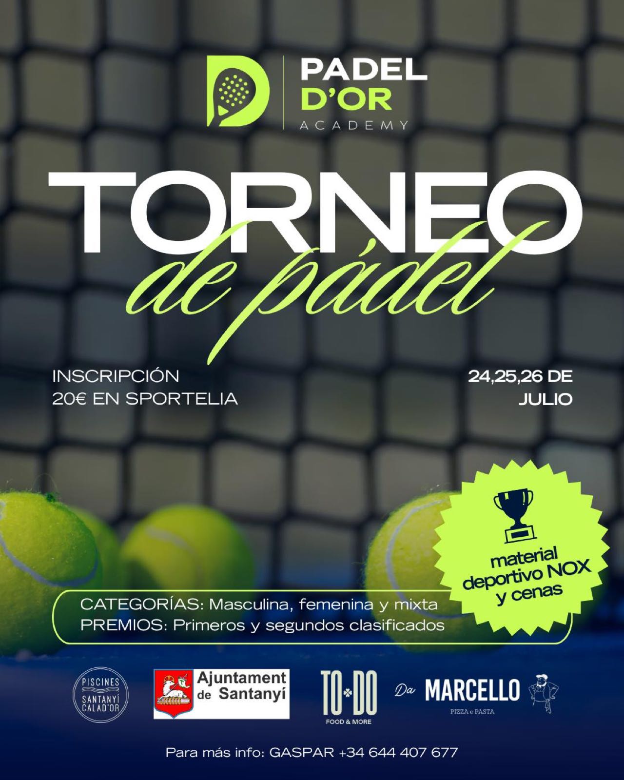 Cartel de Torneo Padel D’Or Academy
