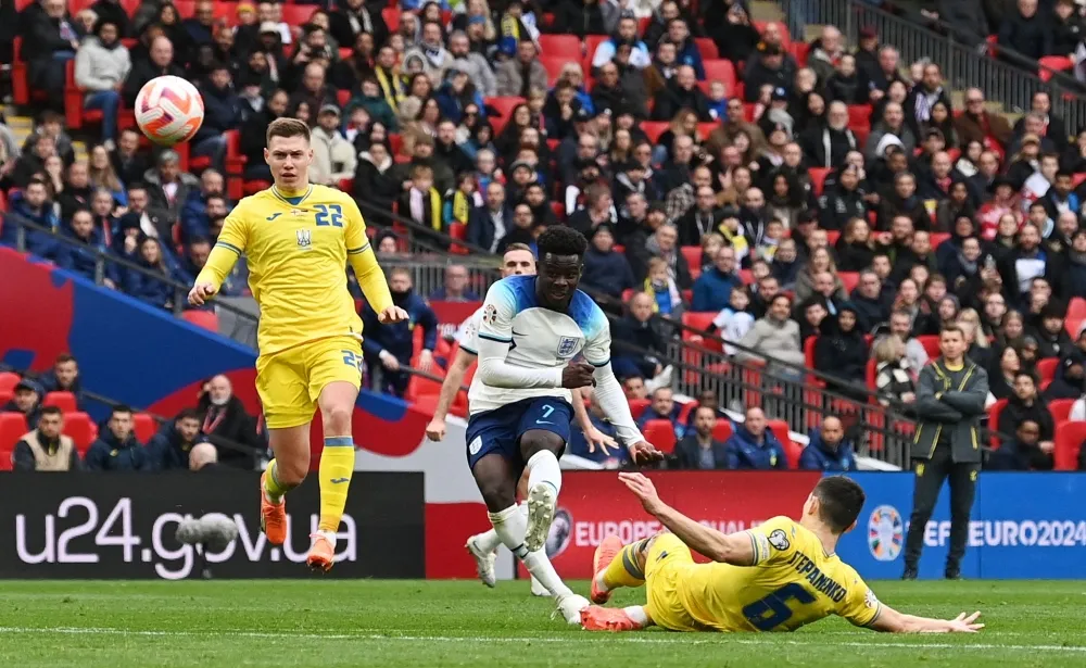 Saka shines as England dismiss Ukraine in Euro qualifier