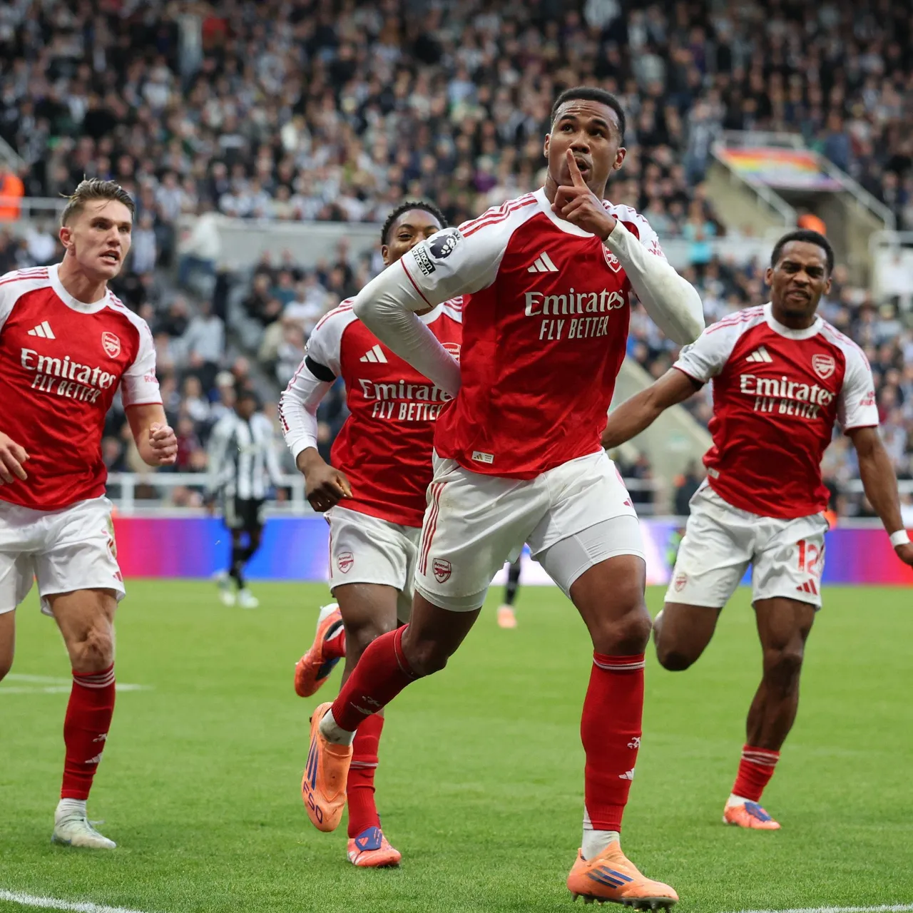 Gabriel's late header hands Arsenal victory over Newcastle as Gunners two points behind leaders