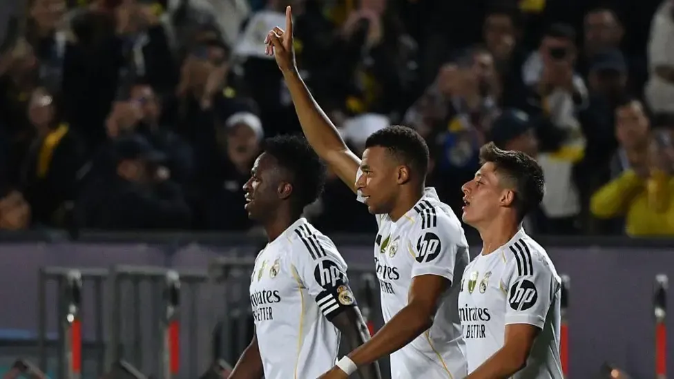 Mbappé treble fires Real Madrid past Kairat as he reaches 60 Champions League goals