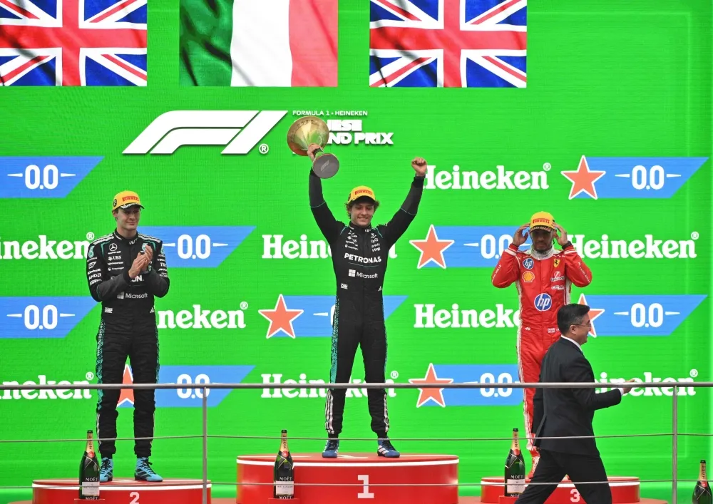 Antonelli claims maiden F1 victory in China as Mercedes secure one-two