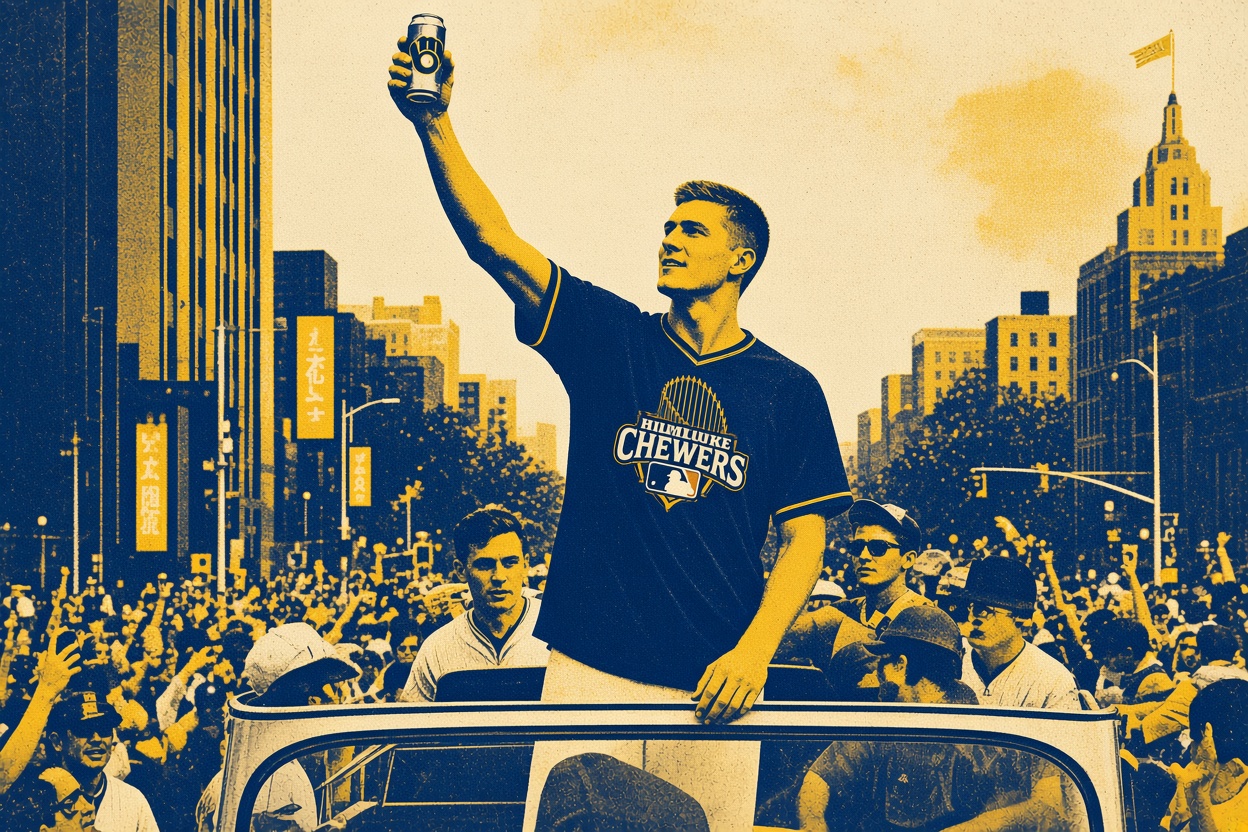 You're celebrating a full beer can thrown over a crowd of kids