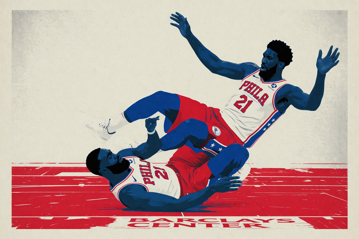 'He flops,' Brown said in the summer. In October, Embiid landed on his knee.