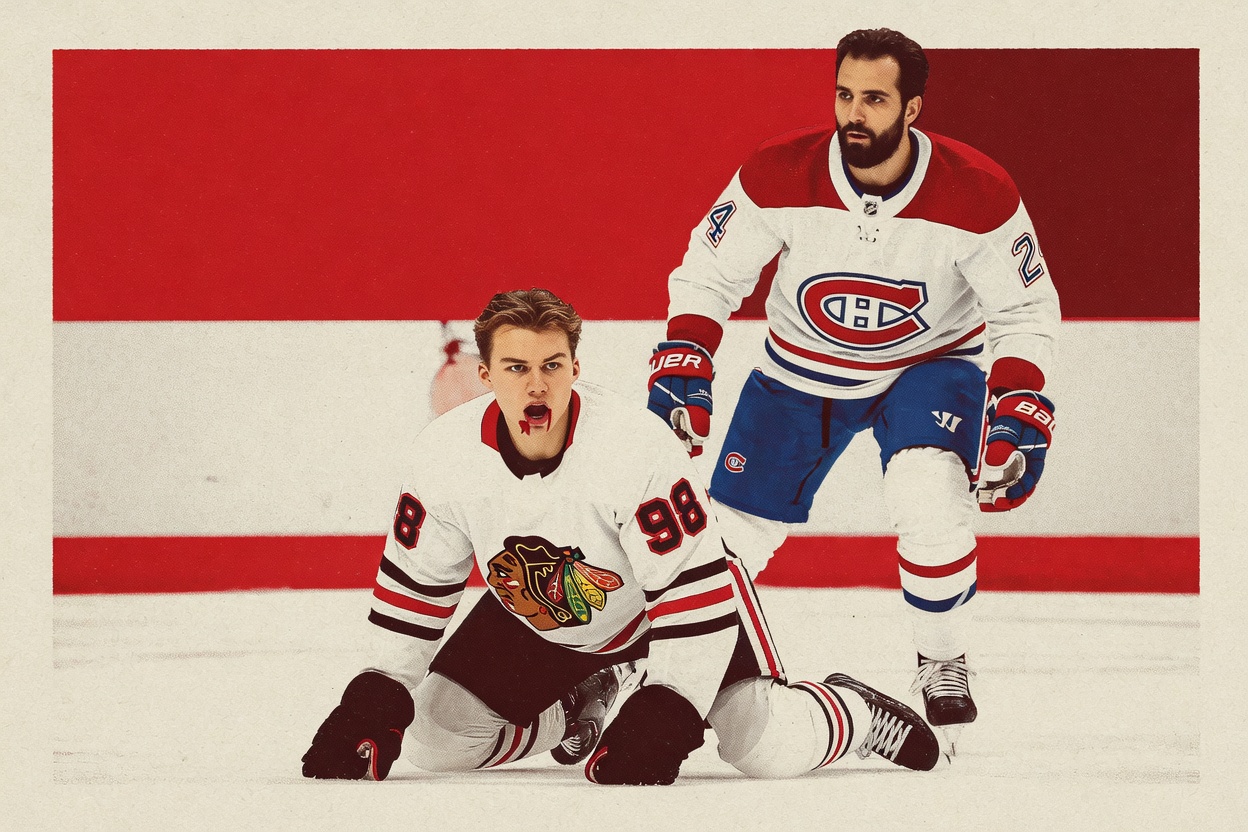 Danault caught Bedard high and blind. Bedard chased the wrong Canadien.