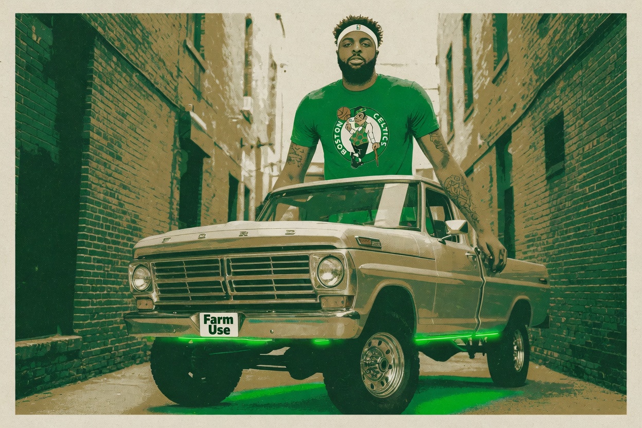 'It is a big truck': Mitchell Robinson parked with the delivery vans and he's right