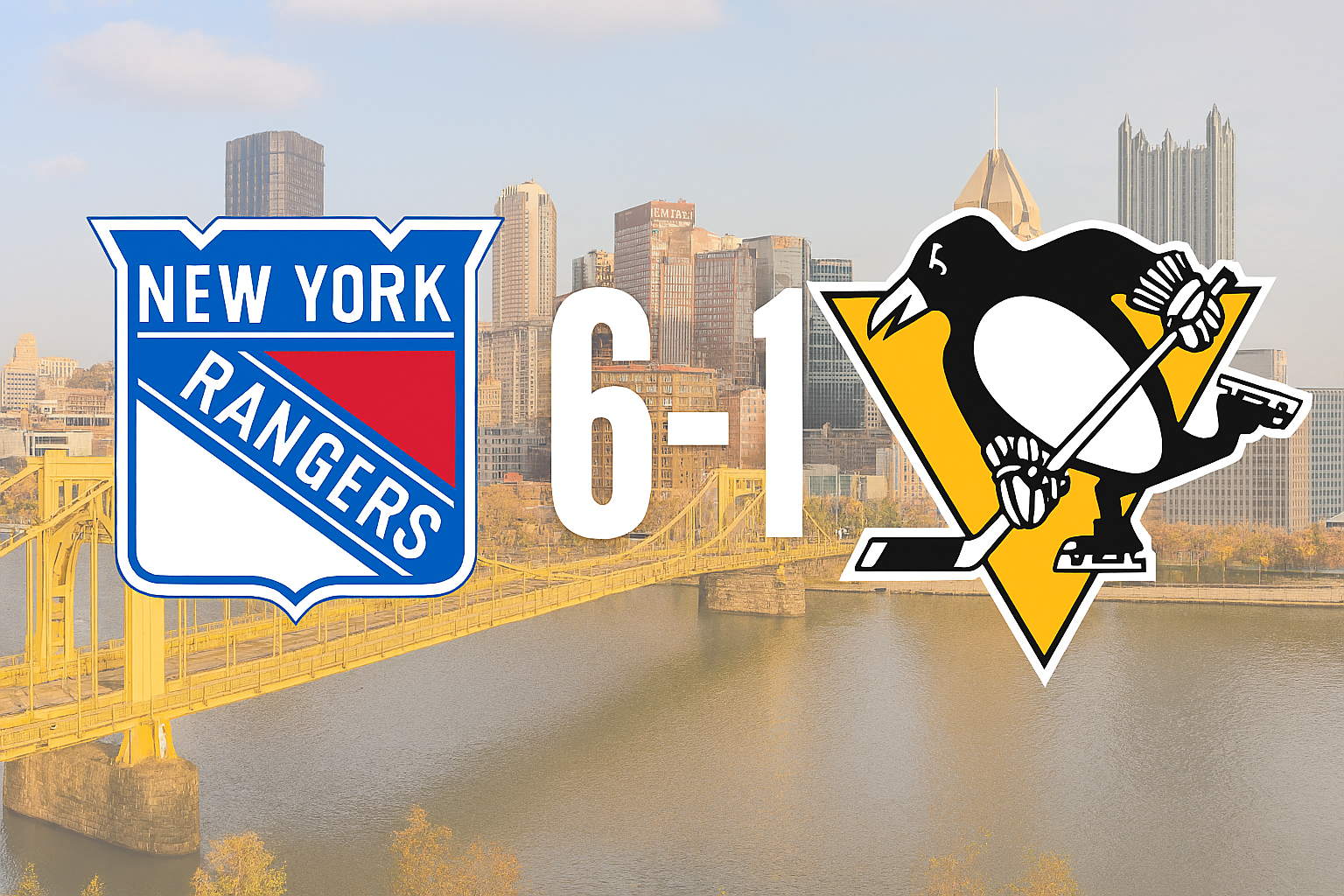 Penguins Routed by Rangers 6-1, Kindel Scores First NHL Goal Amid Tough Night