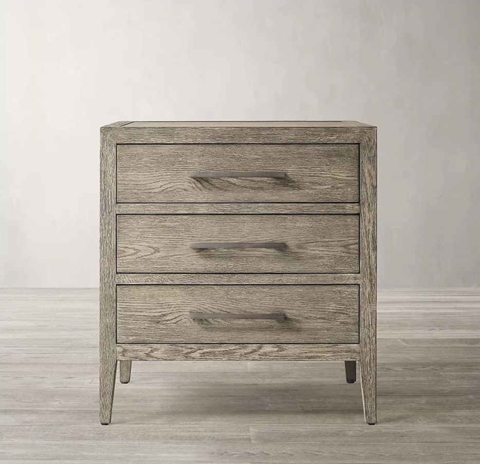 Mid Century Modern French Heritage Wire-Brushed Oak 3-Drawer Dresser