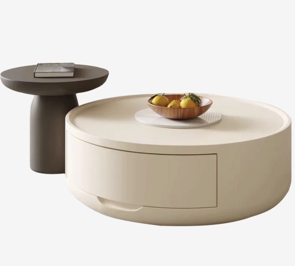 Minimalist Creamy-Style Living Room Set – Modern Luxury Coffee Table & Centre Tablefor Compact Homes - Image 1