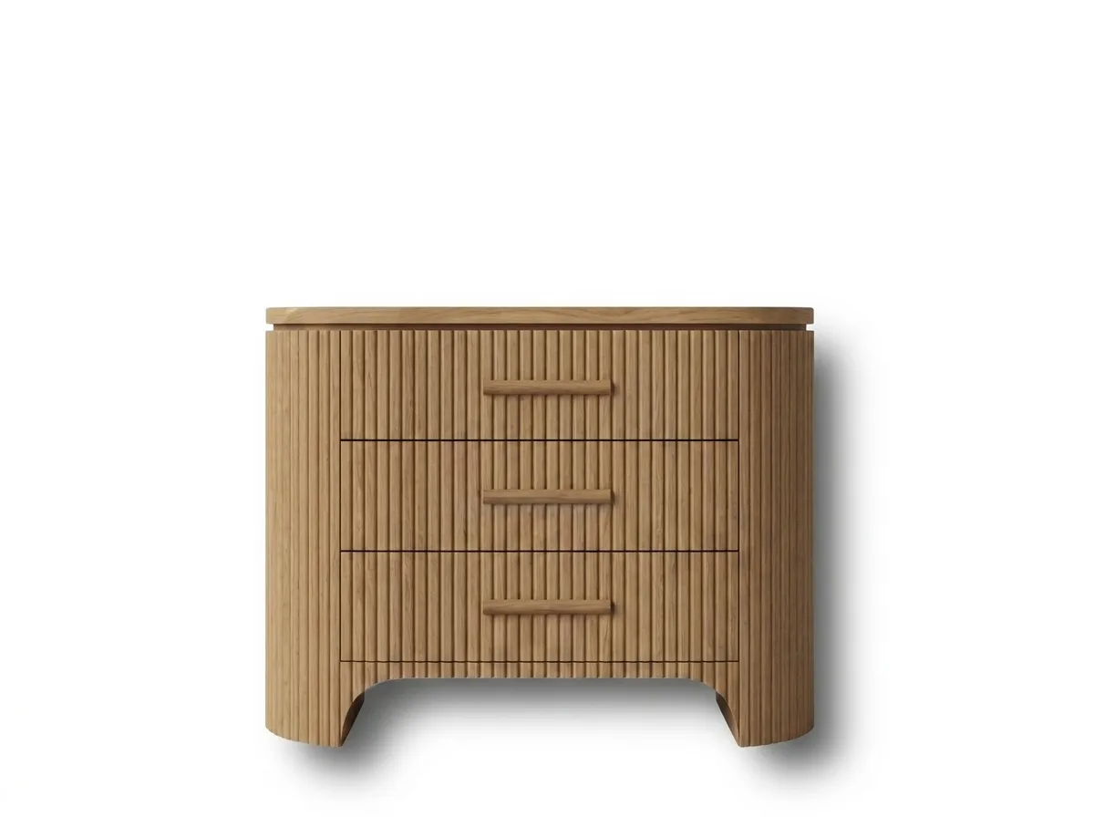 Minimalist Wooden Bedside Table – 3 Drawer - Image 1