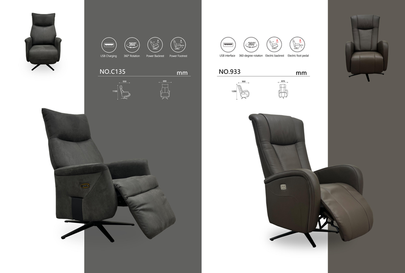 Contemporary High Back Recliner Chair Collection - Image 1