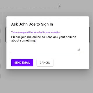 invite colleagues to collaborate online from inside the app