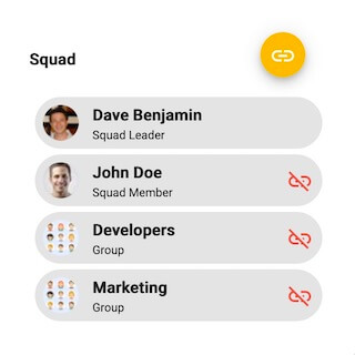 add users or teams to squads to manage who can edit items