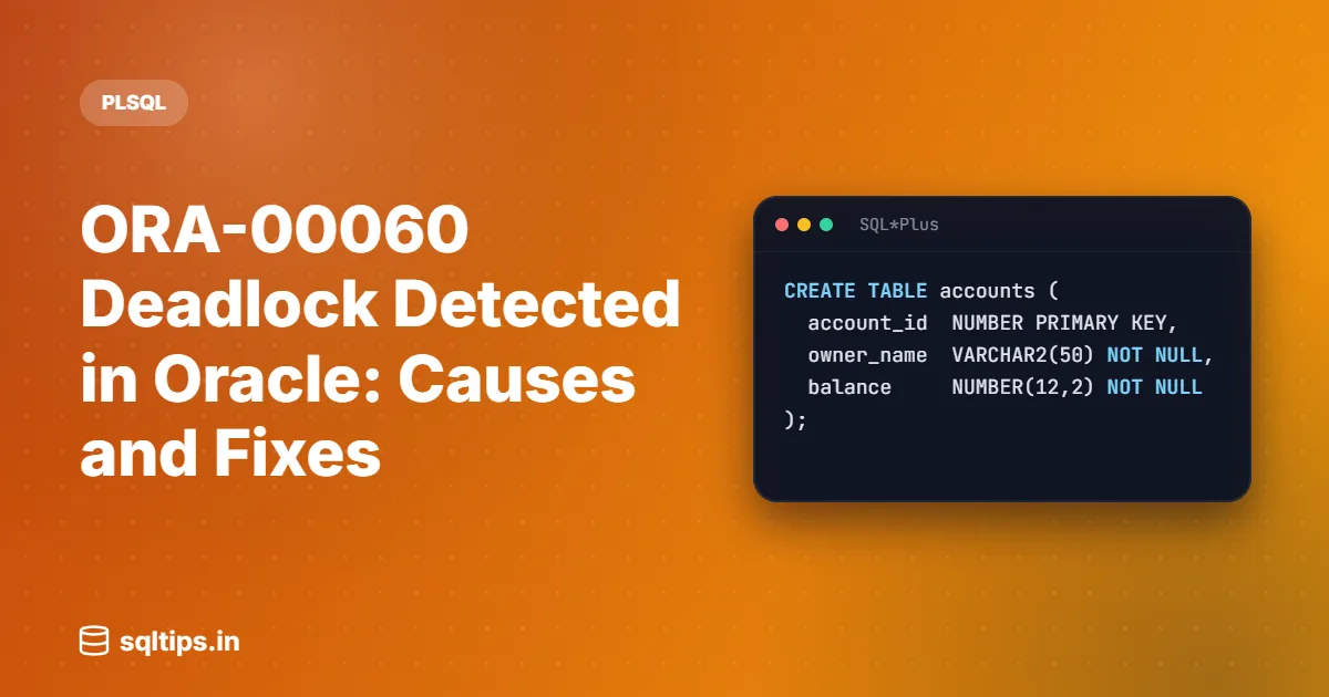 ORA-00060 Deadlock Detected in Oracle: Causes and Fixes
