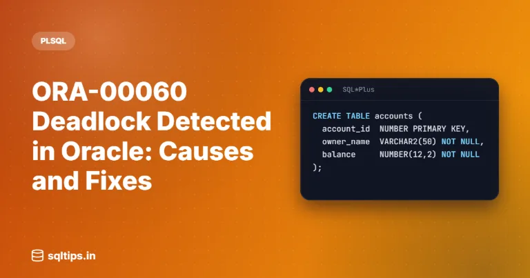 ORA-00060 Deadlock Detected in Oracle: Causes and Fixes