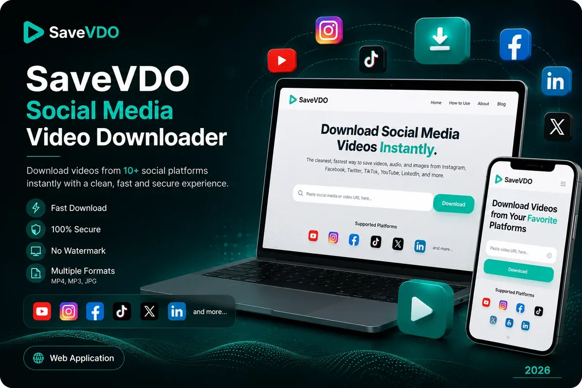 SaveVDO — Free Social Media Video Downloader — Web App project by Sreeweb